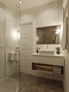 Фото № 5: Дизайн-проект трехкомнатной квартиры 82.1  м² стиль Современная классика для ЖК  Жуков GRAND