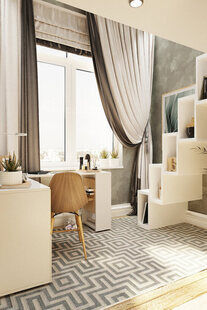 Фото № 1: Дизайн-проект двухкомнатной квартиры 62.42  м² Современный стиль для ЖК Тесла Парк