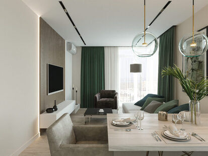 Фото № 3: Дизайн-проект двухкомнатной квартиры 69.6  м² Современный стиль для ЖК Центральный