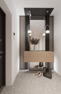 Фото № 3: Дизайн-проект однокомнатной квартиры 35.38  м² Современный стиль для многоквартирного жилого дома по ул. северная 29а в г. салехард