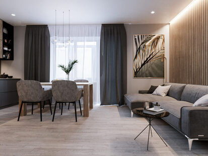 Фото № 1: Дизайн-проект однокомнатной квартиры 61.44  м² Современный стиль для многоквартирного жилого дома по ул. северная 29а в г. салехард