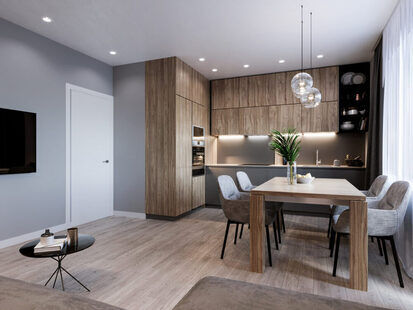 Фото № 3: Дизайн-проект однокомнатной квартиры 61.44  м² Современный стиль для многоквартирного жилого дома по ул. северная 29а в г. салехард