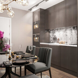 Фото № 6: Дизайн-проект однокомнатной квартиры 38.53  м² Современный стиль для многоквартирного жилого дома по ул. северная 29а в г. салехард