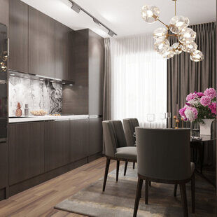 Фото № 4: Дизайн-проект однокомнатной квартиры 38.53  м² Современный стиль для многоквартирного жилого дома по ул. северная 29а в г. салехард