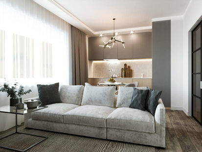 Фото № 2: Дизайн-проект двухкомнатной квартиры 61.38  м² Современный стиль для многоквартирного жилого дома по ул. северная 29а в г. салехард