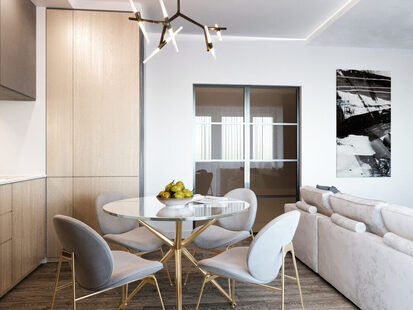 Фото № 4: Дизайн-проект двухкомнатной квартиры 61.38  м² Современный стиль для многоквартирного жилого дома по ул. северная 29а в г. салехард