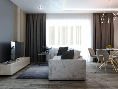 Фото № 3: Дизайн-проект двухкомнатной квартиры 61.38  м² Современный стиль для многоквартирного жилого дома по ул. северная 29а в г. салехард