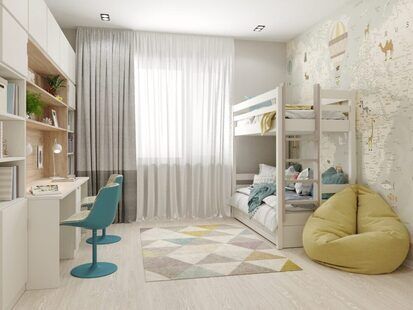 Фото № 3: Дизайн-проект двухкомнатной квартиры 64.35  м² Современный стиль для ЖК BRAER PARK