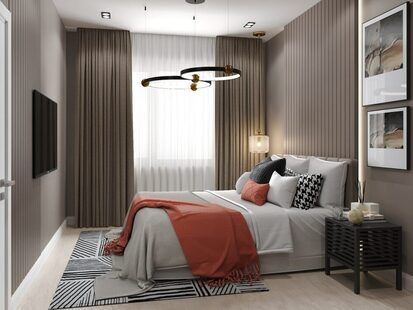 Фото № 5: Дизайн-проект однокомнатной квартиры 41.15  м² Современный стиль для ЖК BRAER PARK