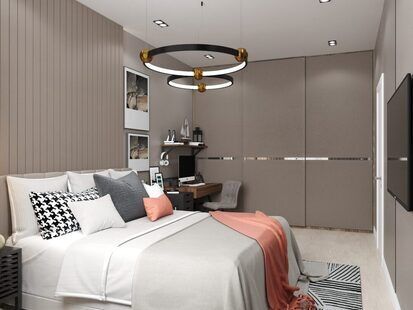 Фото № 1: Дизайн-проект однокомнатной квартиры 41.15  м² Современный стиль для ЖК BRAER PARK