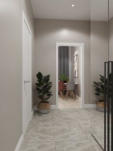 Фото № 2: Дизайн-проект однокомнатной квартиры 41.15  м² Современный стиль для ЖК BRAER PARK