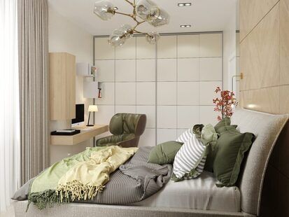 Фото № 4: Дизайн-проект однокомнатной квартиры 40.95  м² Скандинавский стиль для ЖК BRAER PARK