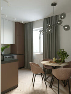 Фото № 1: Дизайн-проект однокомнатной квартиры 37.11  м² Современный стиль для ЖК Гармония