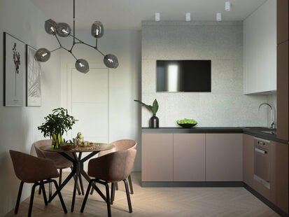 Фото № 3: Дизайн-проект однокомнатной квартиры 37.11  м² Современный стиль для ЖК Гармония