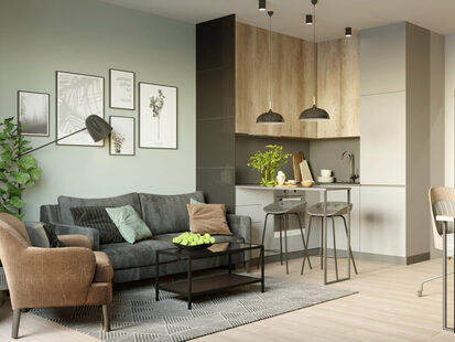 Фото № 1: Дизайн-проект квартиры-студии 29.33  м² Скандинавский стиль для ЖК Гармония