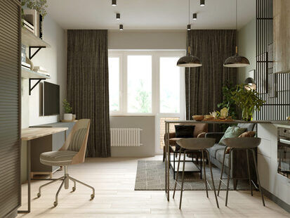 Фото № 2: Дизайн-проект квартиры-студии 29.33  м² Скандинавский стиль для ЖК Гармония