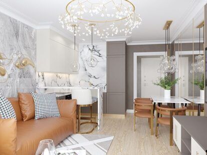 Фото № 1: Дизайн-проект трехкомнатной квартиры 79.35  м² Современная классика для ЖК Ютта