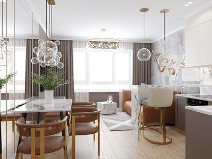 Фото № 2: Дизайн-проект трехкомнатной квартиры 79.35  м² Современная классика для ЖК Ютта