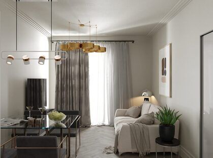 Фото № 4: Дизайн-проект однокомнатной квартиры 39.93  м² стиль Минимализм для ЖК Ютта