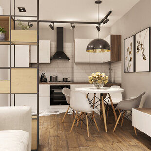 Фото № 5: Дизайн-проект квартиры-студии 27.77  м² стиль Модернизм для ЖК Ютта