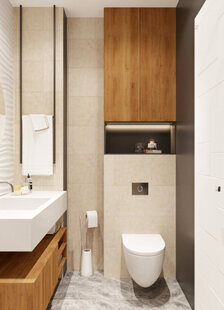 Фото № 4: Дизайн-проект квартиры-студии 27.77  м² стиль Модернизм для ЖК Ютта