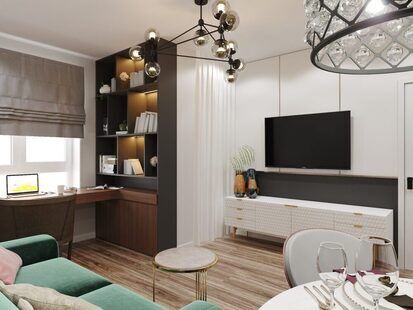 Фото № 3: Дизайн-проект однокомнатной квартиры 42.01  м² Современный стиль проект выполенн для ЖК Ютта