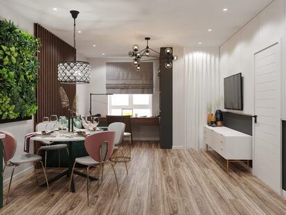 Фото № 2: Дизайн-проект однокомнатной квартиры 42.01  м² Современный стиль проект выполенн для ЖК Ютта