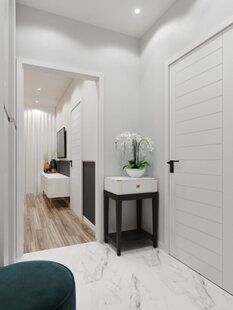 Фото № 5: Дизайн-проект однокомнатной квартиры 42.01  м² Современный стиль проект выполенн для ЖК Ютта