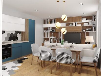 Фото № 4: Дизайн-проект однокомнатной квартиры 47.2  м² Современный стиль для ЖК Ютта