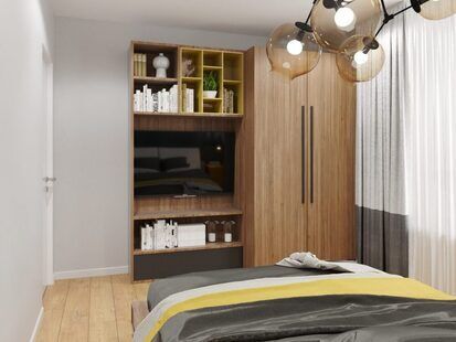 Фото № 3: Дизайн-проект однокомнатной квартиры 47.2  м² Современный стиль для ЖК Ютта