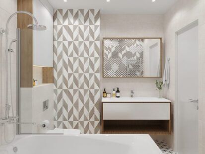 Фото № 5: Дизайн-проект однокомнатной квартиры 47.2  м² Современный стиль для ЖК Ютта