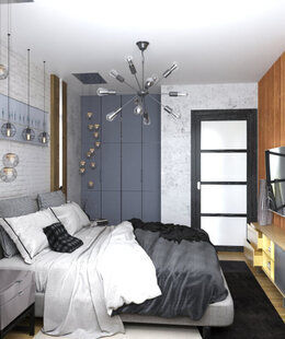 Фото № 3: Дизайн-проект евро трехкомнатной квартиры 60.16  м² стиль Лофт для ЖК Солнечный район