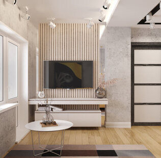 Фото № 4: Дизайн-проект евро трехкомнатной квартиры 60.16  м² стиль Лофт для ЖК Солнечный район