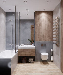 Фото № 5: Дизайн-проект евро трехкомнатной квартиры 60.16  м² стиль Лофт для ЖК Солнечный район