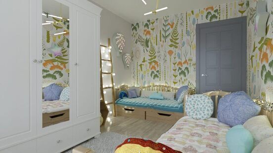 Фото № 6: Дизайн-проект двухкомнатной квартиры 74.05  м² Скандинавский стиль для ЖК Мозаика