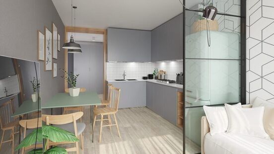 Фото № 3: Дизайн-проект двухкомнатной квартиры 74.05  м² Скандинавский стиль для ЖК Мозаика