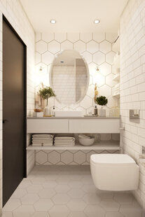 Фото № 3: Дизайн-проект квартиры-студии 25.4  м² стиль Контемпорари для ЖК Мозаика