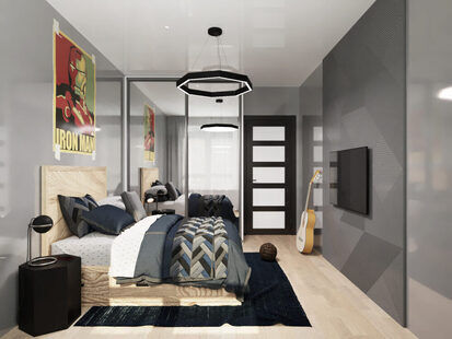 Фото № 1: Дизайн-проект трехкомнатной квартиры 88.18  м² Современный стиль для ЖК Мозаика