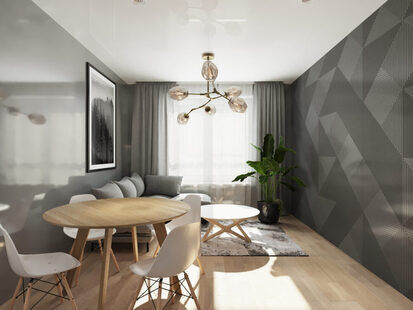 Фото № 6: Дизайн-проект трехкомнатной квартиры 88.18  м² Современный стиль для ЖК Мозаика