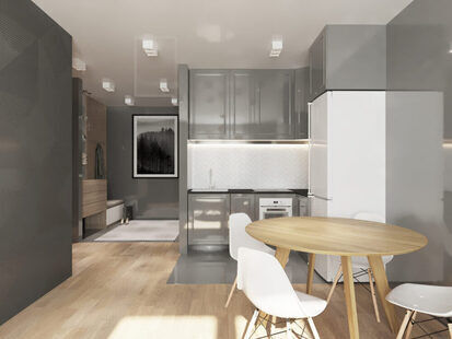 Фото № 2: Дизайн-проект трехкомнатной квартиры 88.18  м² Современный стиль для ЖК Мозаика