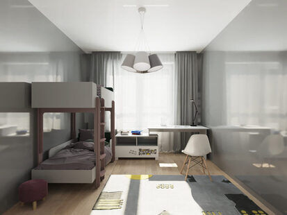 Фото № 4: Дизайн-проект трехкомнатной квартиры 88.18  м² Современный стиль для ЖК Мозаика