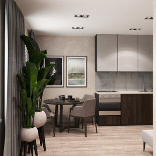 Фото № 2: Дизайн-проект квартиры-студии 28.7  м² Современный стиль для ЖК Мозаика