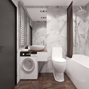 Фото № 3: Дизайн-проект квартиры-студии 28.7  м² Современный стиль для ЖК Мозаика