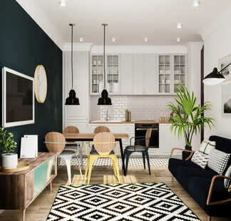 Фото № 1: Дизайн-проект двухкомнатной квартиры 51.78  м² Современный стиль для ЖК Мозаика