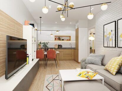 Фото № 6: Дизайн-проект двухкомнатной квартиры 59.2  м² Скандинавский стиль для ЖК MatrЁshka city