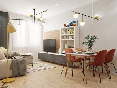 Фото № 4: Дизайн-проект двухкомнатной квартиры 59.2  м² Скандинавский стиль для ЖК MatrЁshka city