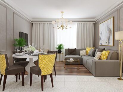 Фото № 4: Дизайн-проект четырехкомнатной квартиры 99.07  м² стиль Современная классика для ЖК Matrёshka city