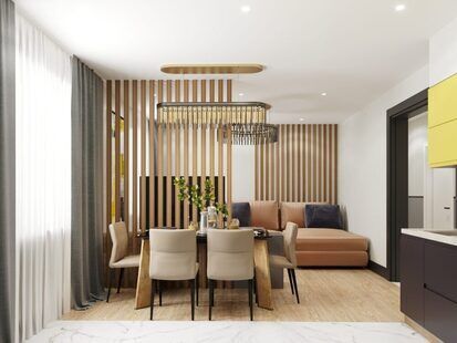 Фото № 4: Дизайн-проект трехкомнатной квартиры 94.28  м² Современный стиль для ЖК MatrЁshka city