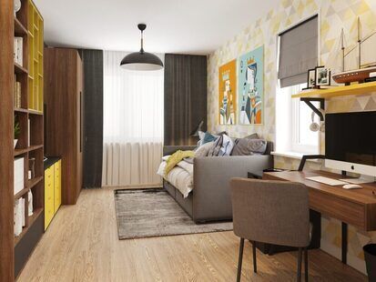 Фото № 5: Дизайн-проект трехкомнатной квартиры 94.28  м² Современный стиль для ЖК MatrЁshka city