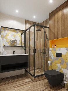 Фото № 3: Дизайн-проект трехкомнатной квартиры 94.28  м² Современный стиль для ЖК MatrЁshka city